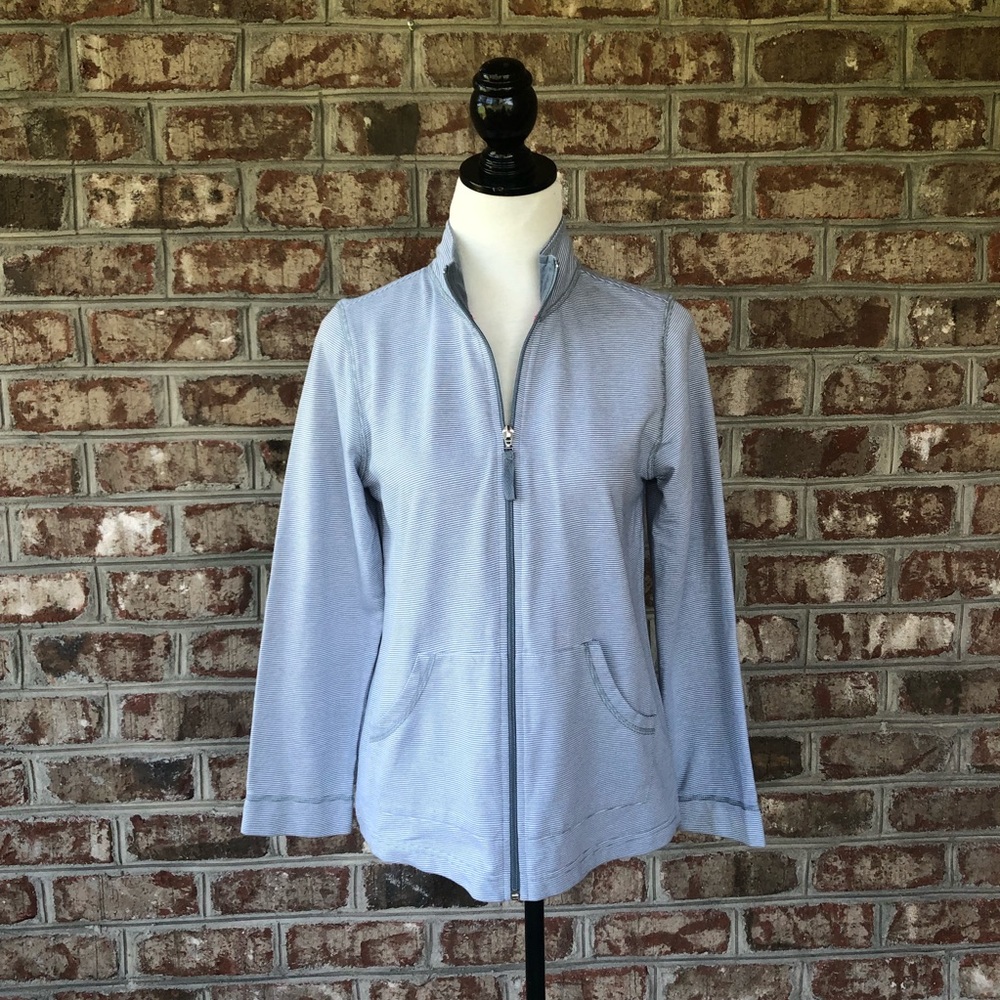 Stan Herman Striped Knit Full Zip Jacket Sz S